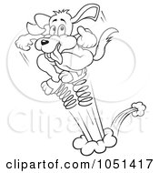 Royalty Free Vector Clip Art Illustration Of An Outline Of A Dog Jumping On Springs