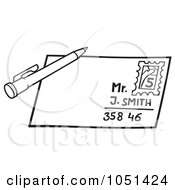 Royalty Free Vector Clip Art Illustration Of An Outline Of A Pen On An Envelope