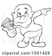 Royalty Free Vector Clip Art Illustration Of An Outline Of A Man Holding Money