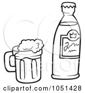 Royalty Free Vector Clip Art Illustration Of An Outline Of A Pint Of Beer And Bottle by dero
