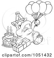 Poster, Art Print Of Outline Of A Birthday Party Hippo