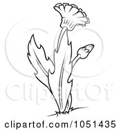 Royalty Free Vector Clip Art Illustration Of An Outline Of A Dandelion Weed And Flower