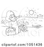 Royalty Free Vector Clip Art Illustration Of An Outline Of A Family On Holiday