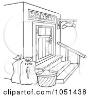Royalty Free Vector Clip Art Illustration Of An Outline Of A Bakery Exterior