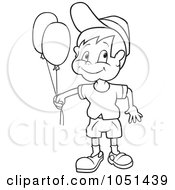 Poster, Art Print Of Outline Of A Boy Holding Balloons