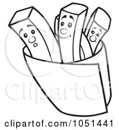 Royalty Free Vector Clip Art Illustration Of An Outline Of French Fry Characters
