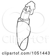 Royalty Free Vector Clip Art Illustration Of An Outline Of A Happy Hot Dog