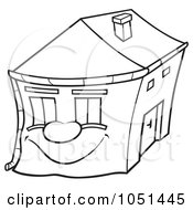Royalty Free Vector Clip Art Illustration Of An Outline Of A Smiling House