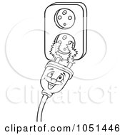 Royalty Free Vector Clip Art Illustration Of An Outline Of A Plug And Outlet