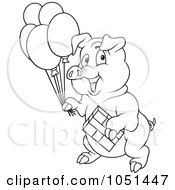 Poster, Art Print Of Outline Of A Birthday Party Pig