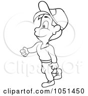 Royalty Free Vector Clip Art Illustration Of An Outline Of A Boy Walking