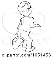 Royalty Free Vector Clip Art Illustration Of An Outline Of A Rear View Of A Traveling Man