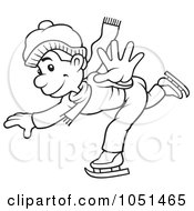 Royalty Free Vector Clip Art Illustration Of An Outline Of An Ice Skating Guy
