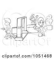 Royalty Free Vector Clip Art Illustration Of An Outline Of People Going Through Airport Security