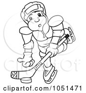 Royalty Free Vector Clip Art Illustration Of An Outline Of A Hockey Player