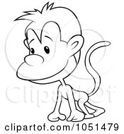 Royalty Free Vector Clip Art Illustration Of An Outline Of A Lonely Monkey