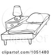Poster, Art Print Of Outline Of A Bed And Night Stand