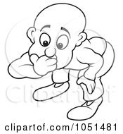 Royalty Free Vector Clip Art Illustration Of An Outline Of A Surprised Man Bending Over