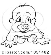 Royalty Free Vector Clip Art Illustration Of An Outline Of A Crawling Baby by dero