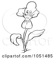 Royalty Free Vector Clip Art Illustration Of An Outline Of A Happy Violet Flower