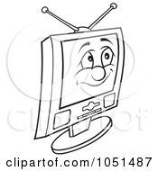 Royalty Free Vector Clip Art Illustration Of An Outline Of A TV Character