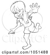 Royalty Free Vector Clip Art Illustration Of An Outline Of A Girl Pointing
