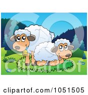 Royalty Free Vector Clip Art Illustration Of Two Sheep Resting In A Meadow