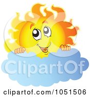 Royalty Free Vector Clip Art Illustration Of A Happy Sun Peeking Over A Cloud