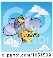 Royalty Free Vector Clip Art Illustration Of A Happy Bee Shooting Through The Sky