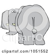 Royalty Free Vector Clip Art Illustration Of A Rear View Of An Elephant Looking Back