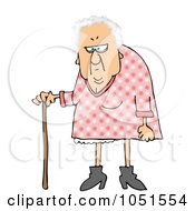 Royalty Free Clip Art Illustration Of A White Haired Granny With A Cane