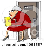 Senior Office Woman Carrying A Document And Trailing Toilet Paper From The Restroom