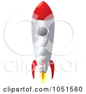 Poster, Art Print Of 3d Silver And Red Rocket