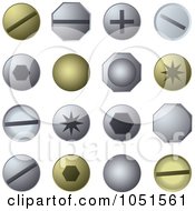 Royalty Free Vector Clip Art Illustration Of A Digital Collage Of Bolts And Screws