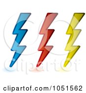Poster, Art Print Of Digital Collage Of Blue Red And Yellow Lightning Bolts