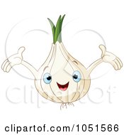Royalty Free Vector Clip Art Illustration Of A Happy White Onion Character by Pushkin