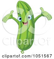 Royalty Free Vector Clip Art Illustration Of A Happy Cucumber Character by Pushkin