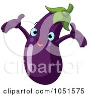Royalty Free Vector Clip Art Illustration Of A Happy Eggplant Character by Pushkin