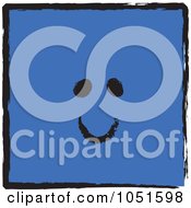 Royalty-Free Vector Clip Art Illustration of a Smiling Blue Sketched Square by stephjs #COLLC1051598-0162