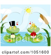 Poster, Art Print Of Frog Bride And Groom On A Pond