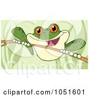 Royalty Free Vector Clip Art Illustration Of A Wild Green Frog On A Twig
