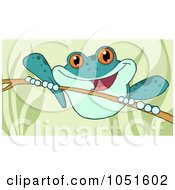 Royalty Free Vector Clip Art Illustration Of A Wild Blue Frog On A Twig