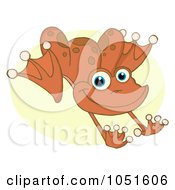 Royalty Free Vector Clip Art Illustration Of A Leaping Orange Frog Over Yellow by Hit Toon