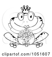 Royalty Free Vector Clip Art Illustration Of An Outline Of A Frog Bride by Hit Toon