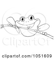 Royalty Free Vector Clip Art Illustration Of An Outlined Frog On A Twig