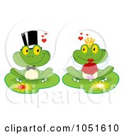Poster, Art Print Of Frog Bride And Groom On Lily Pads