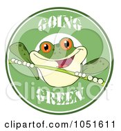 Poster, Art Print Of Green Frog On A Twig On A Going Green Circle