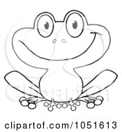 Poster, Art Print Of Royalty-Free Vector Clip Art Illustration Of An Outlined Smiling Frog