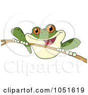 Poster, Art Print Of Green Frog On A Twig