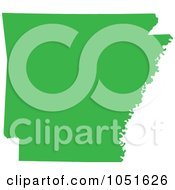 Green Silhouetted Shape Of The State Of Arkansas United States